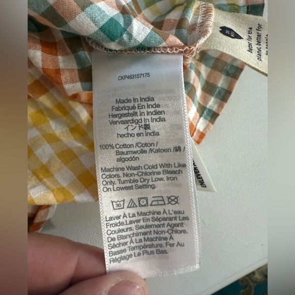 Madewell Seersucker Sophia Peplum Tank in Rainbow Gingham Check. Size L - Picture 13 of 16